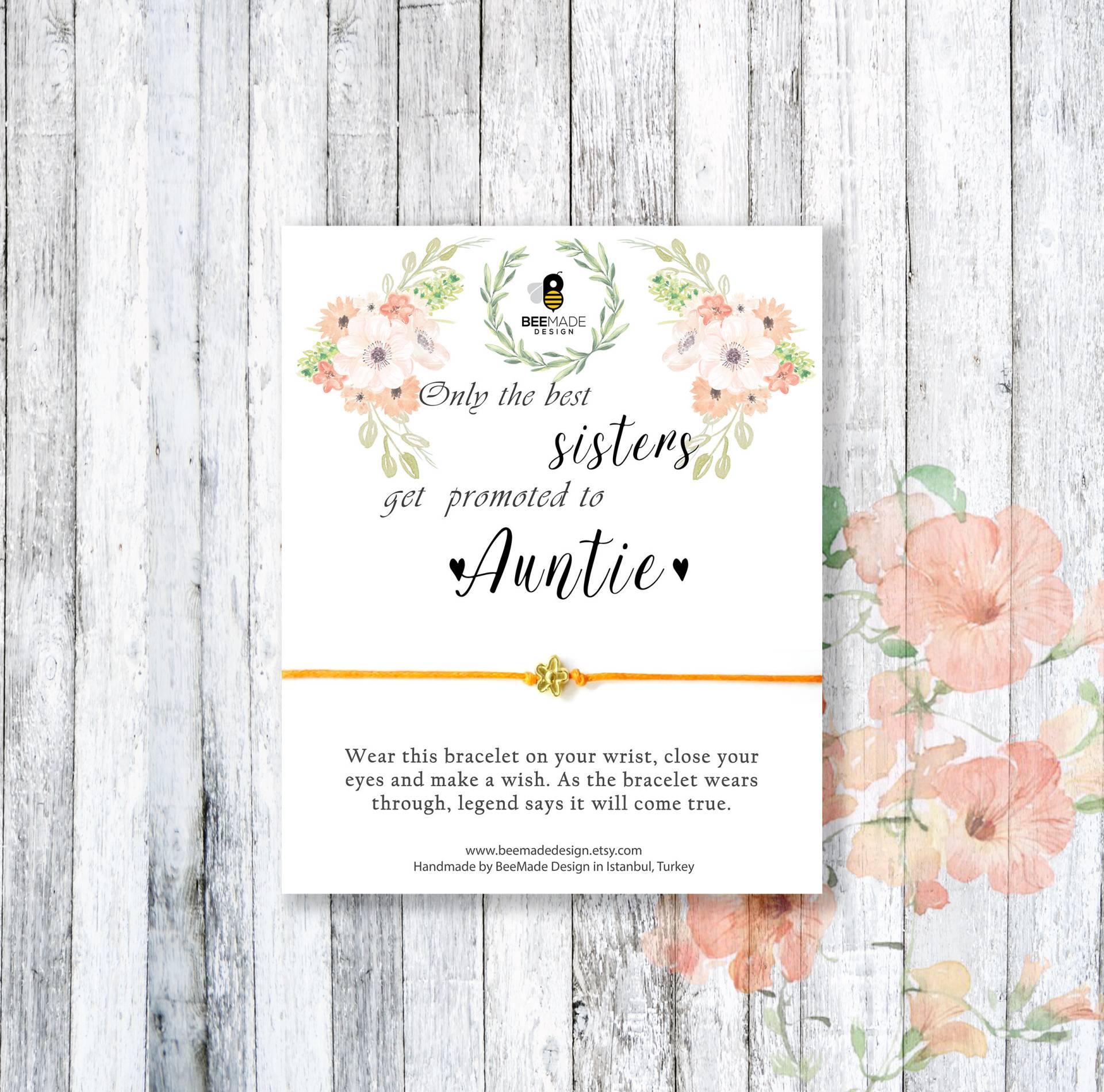 Tante Wunsch Armband Schwester Schwangerschaftsankündigungsgeschenk von BeeMadeDesign