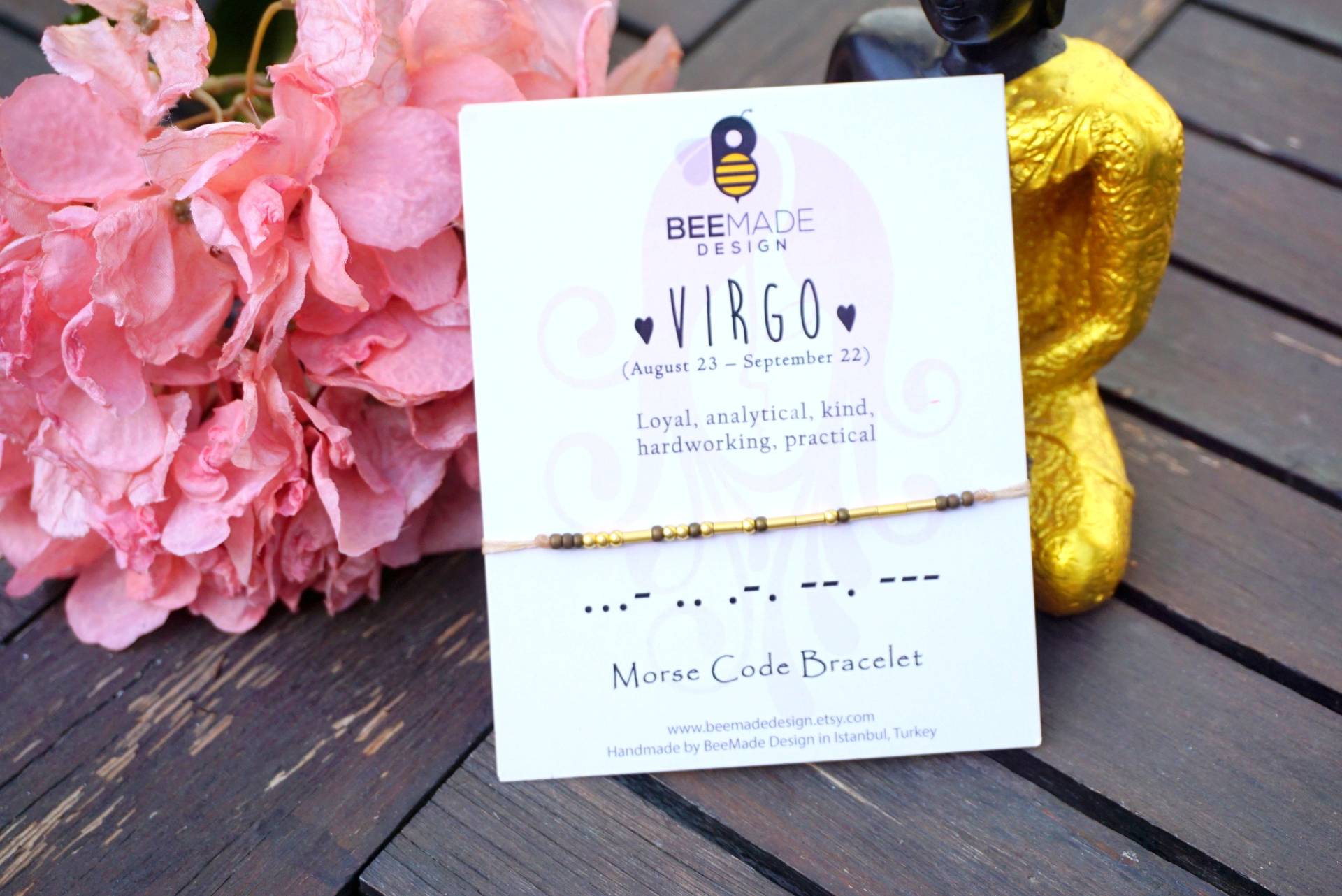 Virgo Sternzeichen Morsecode Armband Gold Oder Silber Astrologie Schmuck von BeeMadeDesign