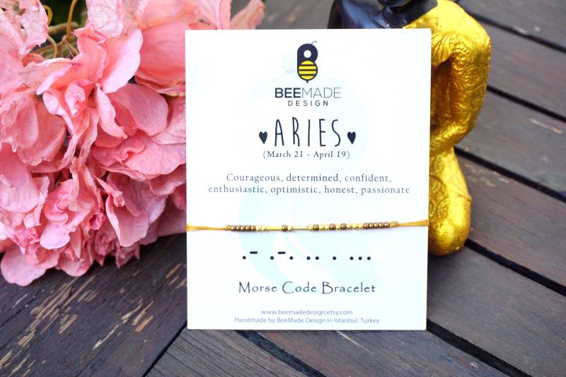 Widder Sternzeichen Armband Gold Morse-Code Astrologie Schmuck von BeeMadeDesign