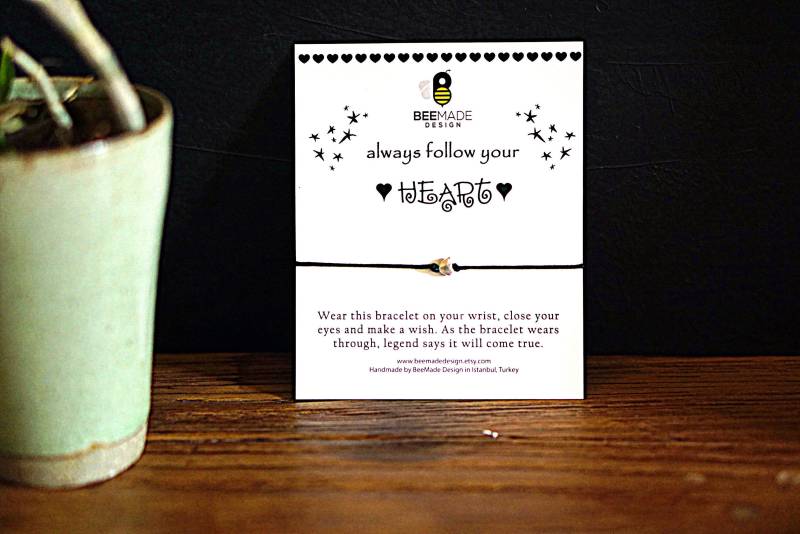 Wunsch Armband Silber Herz Anhänger, Freundschaft Geschenk von BeeMadeDesign