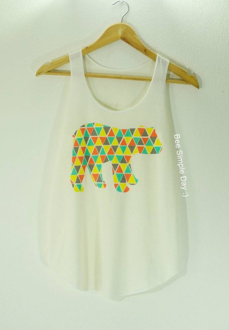 Tank Top Big Bear Weichheit Stoff Hohe Qualität Mode T-Shirt Vintage-Tank-Tops Für Frau Yoga Workout Festival Kale Kurze Süße Shirt von BeeSimpleDay