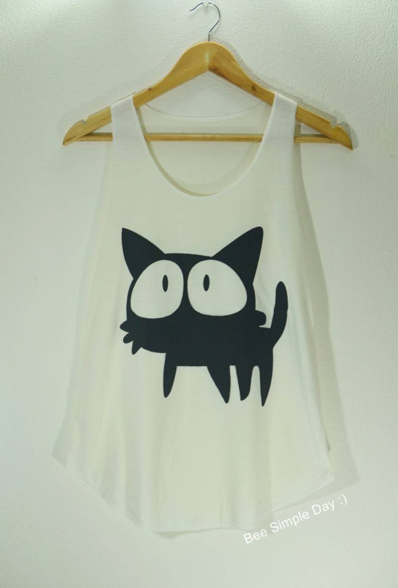 Tank Top Schwarze Katze Shirt Hipster Frauen Fitness Sommer Yoga Festival Geschenk von BeeSimpleDay