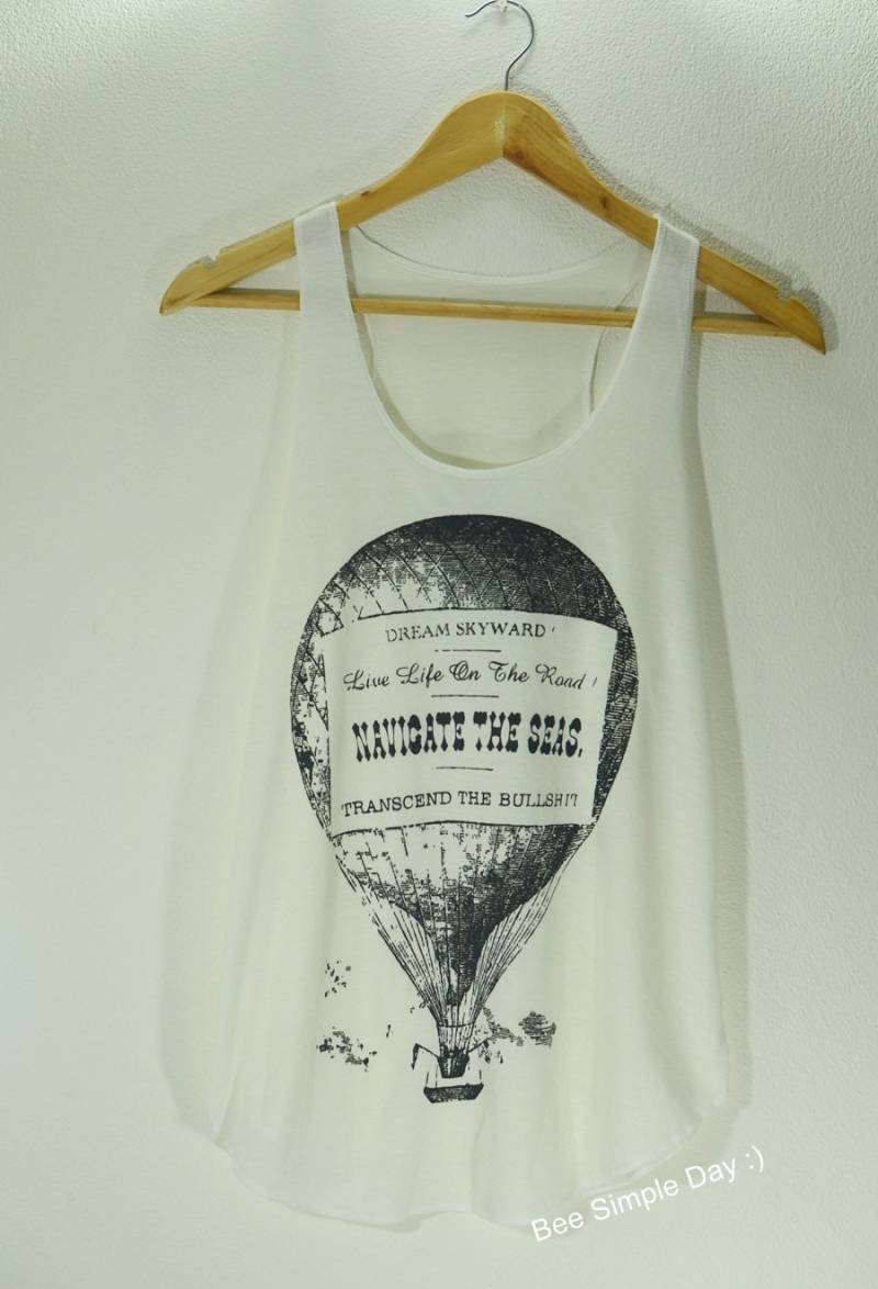 Tank Top Vintage Ballon Weichheit Stoff Yoga Hipster Shirt Frauen Fitness Sommer Vintage-Tank-Tops Für Frau Kurze Shir von BeeSimpleDay