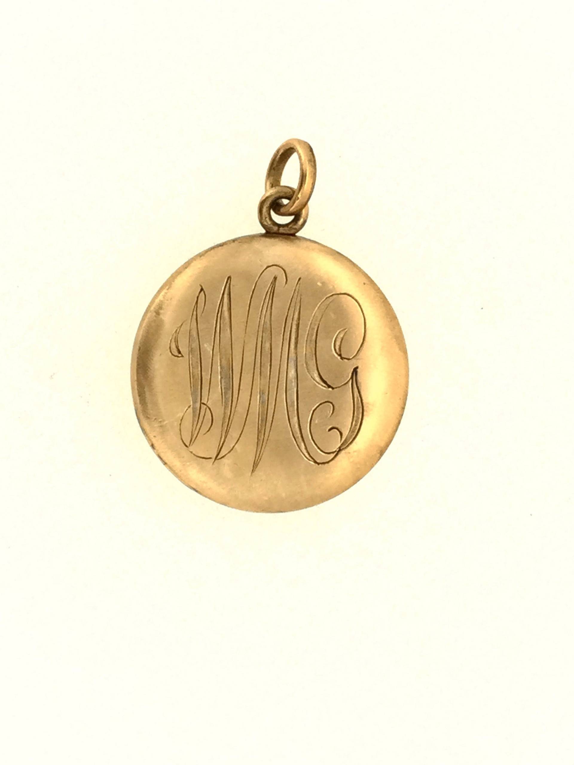 Antike Edwardian Monogramm Locket Anhänger Gold Shell Hallmarks von BeeTreeltd