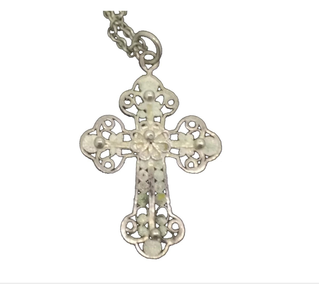 Antike Silber Filigrane Kreuz Anhänger Kette Halskette 16 Zoll von BeeTreeltd