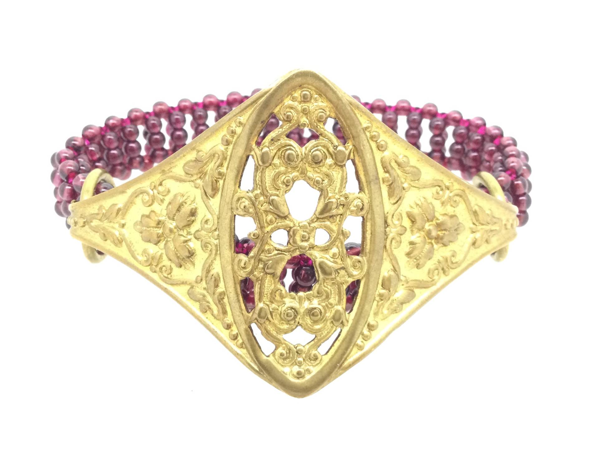 Jugendstil Granat Vergoldet Armband Dehnbar von BeeTreeltd