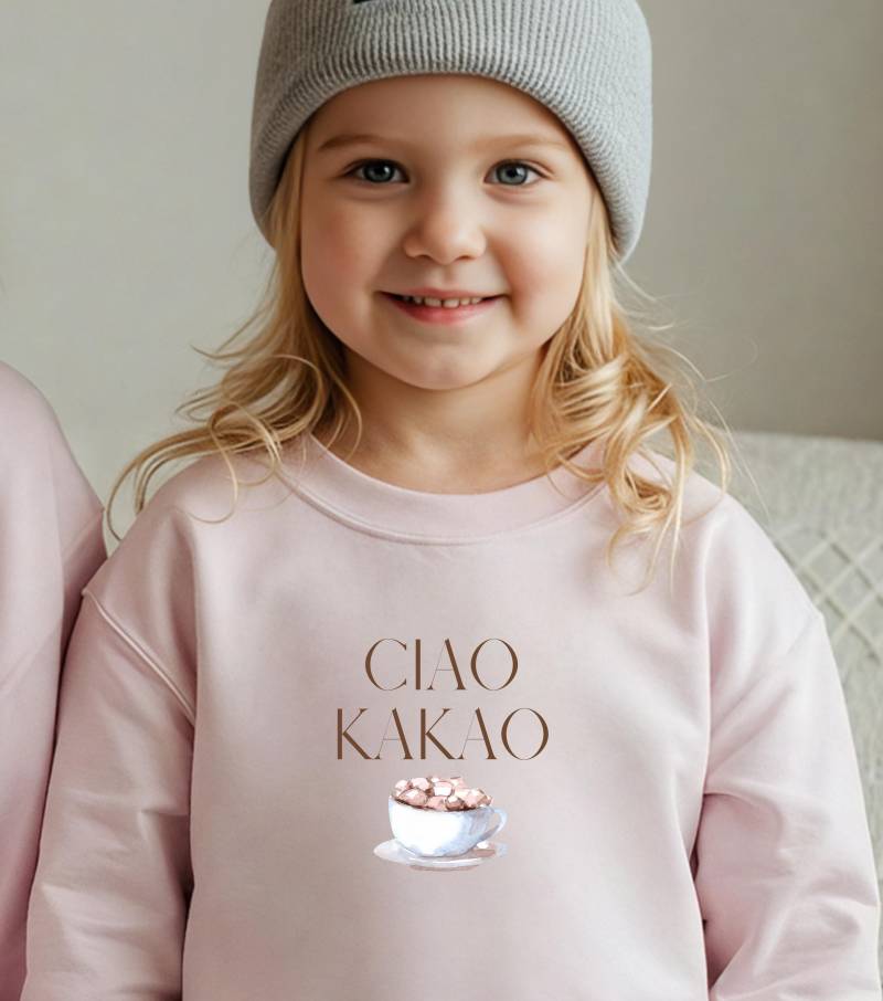Kinder Sweater - Ciao Kakao, Lustiger Pullover Mit Heißer Schokolade, Geschenk Für & Mama Mini Look, Herbst Sweatshirt Partnerlook von BeeandNoles