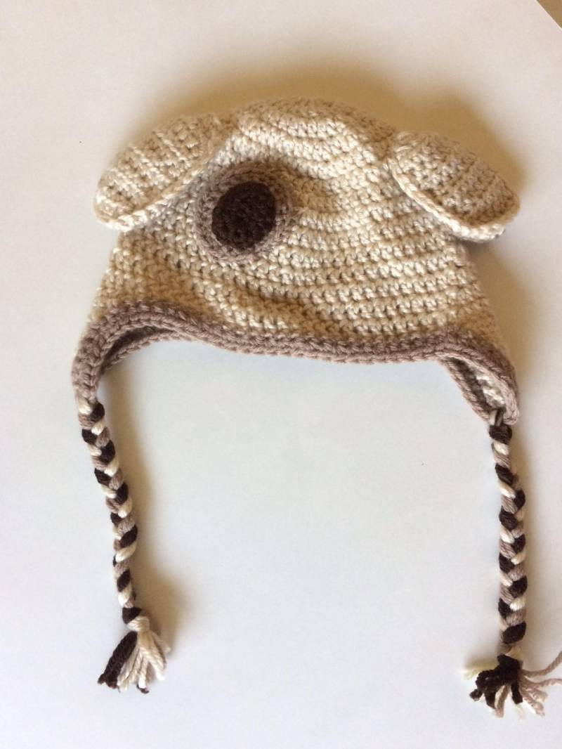 Adorable Gehäkelte Baby Junge Welpen/Hündchen Mit Fleck Hut Mütze Beanie Größe 0-6 Monate von BeebaMade