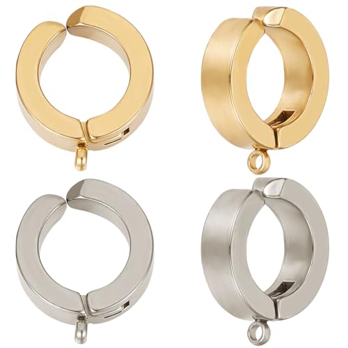 Beebeecraft 1 Box 16 Stück 2 Farben Ohrmanschetten Edelstahl Golden Silber nicht durchbohrte Clip-On-Ohrringe mit Loch für Schmuckherstellung, Loch 1,4 mm von Beebeecraft