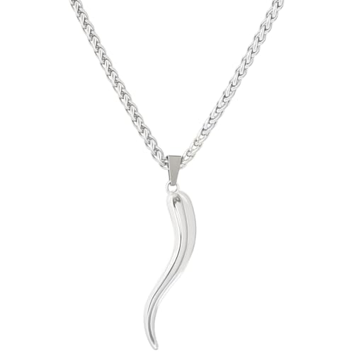 Beebeecraft 1 Box Italienisches Horn Anhänger 304 Edelstahl Kette Halsketten Glück Italienisches Horn Anhänger für Frauen Männer Geschenk von Beebeecraft