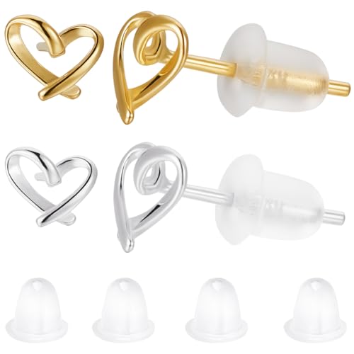 Beebeecraft 1 Box Mit 2 Paar Ohrstecker In Herzform Rhodiniert 2 Farben Sterlingsilber Ohrstecker In Herzform Für Geburtstag Valentinstag von Beebeecraft