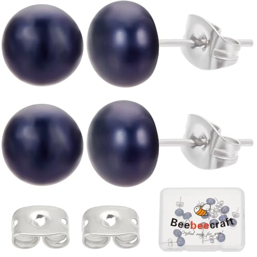 Beebeecraft 1 Box Mit 6 Paar Perlenohrringen 16~18mm Künstliche Muschelperlen Kugel Ohrstecker Mit 304 Ohrsteckern Aus Edelstahl. von Beebeecraft