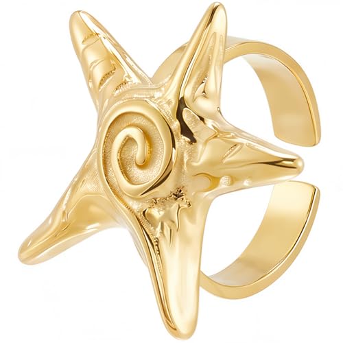 Beebeecraft 1 Stück Seestern Ring Für Frauen 304 Edelstahl Verstellbar Stapelbar Ozean Meer Gold Offener Manschettenring Passend Für Urlaub Sommerparty Schmuck Zierliches Geschenk Beebeecraft 1 Stück Seestern Ring Für Frauen 304 Edelstahl Verstellbar Stapelbar Ozean Meer Gold Offener Manschettenring Passend Für Urlaub Sommerparty Schmuck Zierliches Geschenk von Beebeecraft