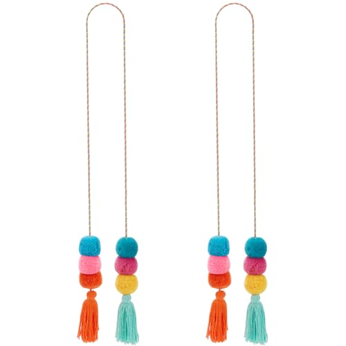 Beebeecraft 2 Stück Boho Schlüsselanhänger Aus Polyester Bunt Mit Pom Pom Taschenanhänger Quaste Schlüsselanhänger Für Handtaschen Dekorationen (255mm) von Beebeecraft
