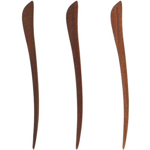 Beebeecraft 3 Stück Sandelholz Haarstäbchen Vintage Siena Holz Japanische Chinesische Haarstäbchen Für Frauen Handgefertigt Dutt/Chignon Maker Zubehör von Beebeecraft
