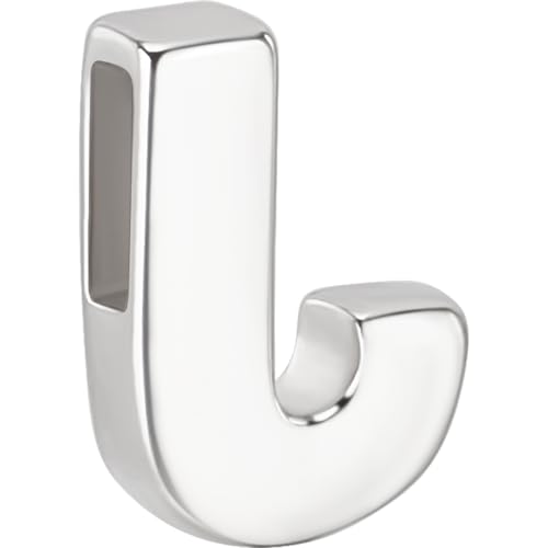 Beebeecraft Buchstabenperle Buchstabe J Sterlingsilber Großbuchstabe Alphabet Perle Initiale Halskette Armband Anhänger Charm für Schmuckherstellung von Beebeecraft