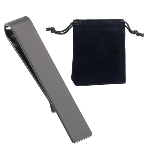 Beebeecraft Krawattenklammer mit Box 304 Edelstahl Schwarz Krawattennadel Clip mit Geschenkbox und Samtbeutel für Männer Luxus-Geschenksets von Beebeecraft