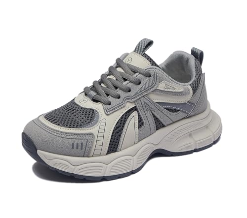 Beeblily Damen Plateau Sneaker Leichte Atmungsaktive Walking Schuhe Ganztägige Bequeme Sportschuhe Grau 39 von Beeblily