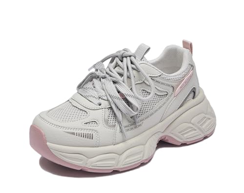 Beeblily Damen Plateau Sneaker Leichte Atmungsaktive Walking Schuhe Ganztägige Bequeme Sportschuhe Gray 39 von Beeblily
