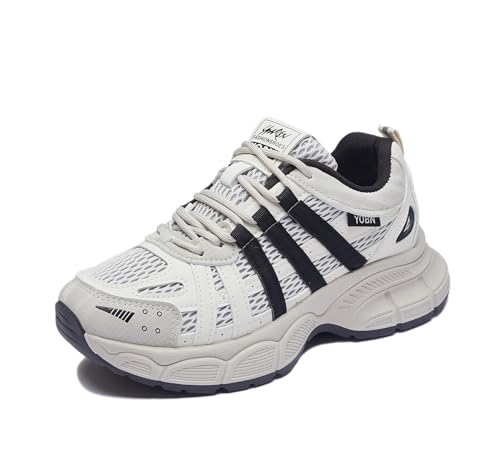 Beeblily Damen Plateau Sneaker Leichte Atmungsaktive Walking Schuhe Ganztägige Bequeme Sportschuhe Schwarz 38 von Beeblily