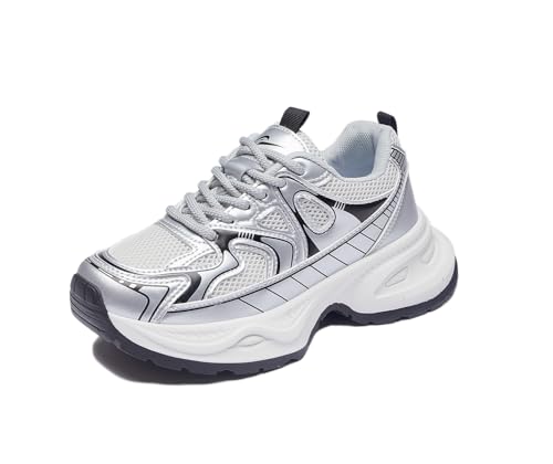 Beeblily Damen Plateau Sneaker Leichte Atmungsaktive Walking Schuhe Ganztägige Bequeme Sportschuhe Schwarz 39 von Beeblily