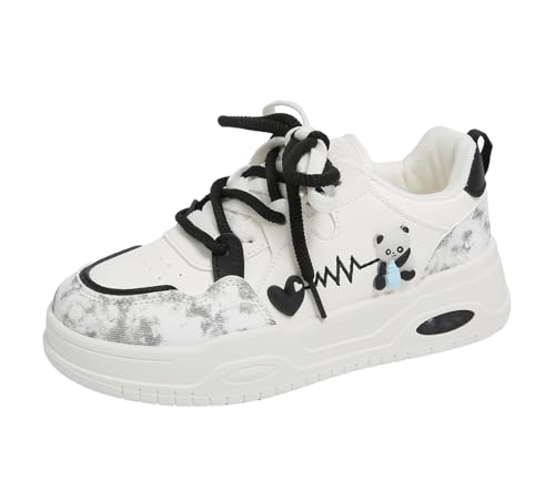 Beeblily Damen Süße Plateau Sneaker Leichte Atmungsaktive Walking Schuhe Campus Bequeme Sportschuhe Black 40 von Beeblily