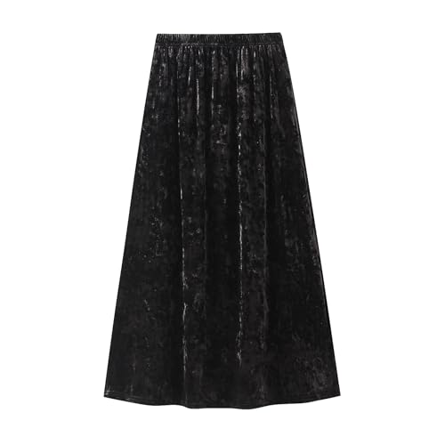 Damen Hohe Taille Lang Rock Elegant Samt Maxirock Business Bleistiftrock Retro Faltenrock Sexy XL Damen Hohe Taille Lang Rock Elegant Samt Maxirock Business Bleistiftrock Retro Faltenrock Sexy XL von Beeblily