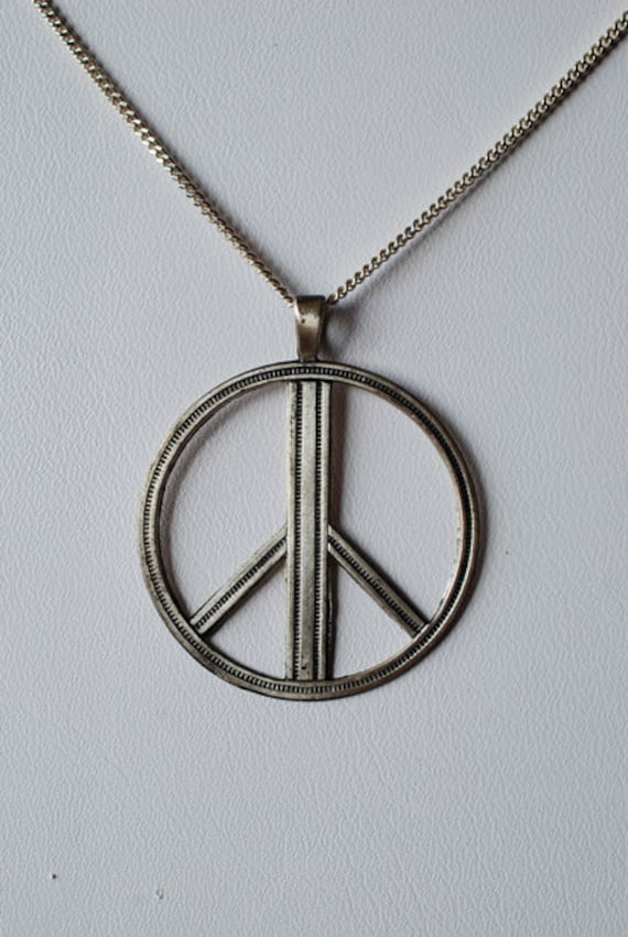 sterling Silber Peace Zeichen Charm Halskette, Vintage, Unikat von Beecharmernyc