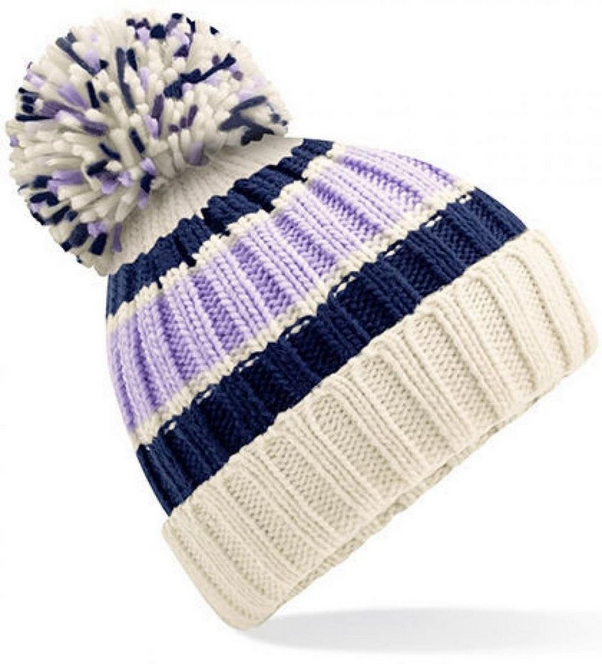 Beechfield® Bommelmütze Hygge Striped Beanie - Hochwertiges Futter aus Shearling von Beechfield®