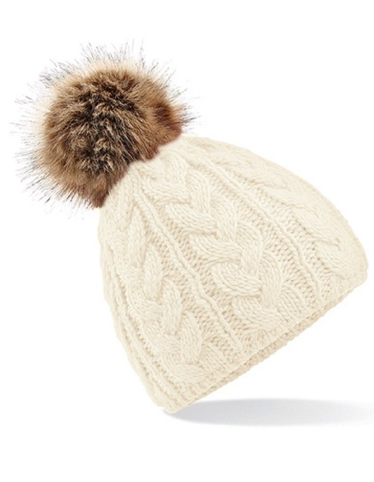 Beechfield® Bommelmütze Damen Winter Strickmütze Mütze Beanie Üppiges schweres Zopfmuster von Beechfield®