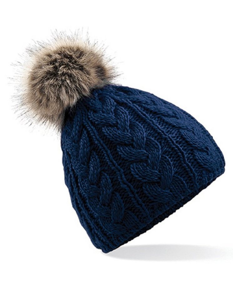 Beechfield® Bommelmütze Damen Winter Strickmütze Mütze Beanie Üppiges schweres Zopfmuster von Beechfield®