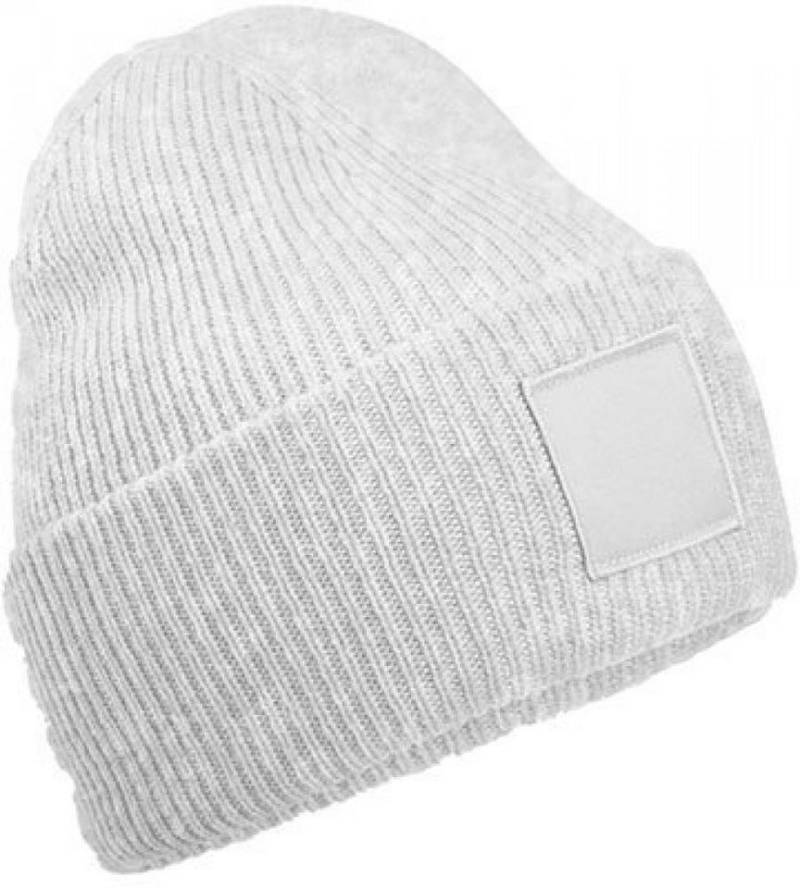 Beechfield® Bommelmütze Deep Cuffed Tonal Patch Beanie doppellagiger Strick von Beechfield®