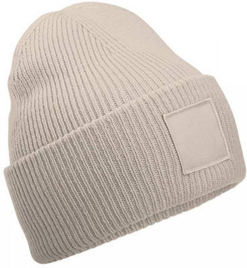 Beechfield® Bommelmütze Deep Cuffed Tonal Patch Beanie doppellagiger Strick von Beechfield®