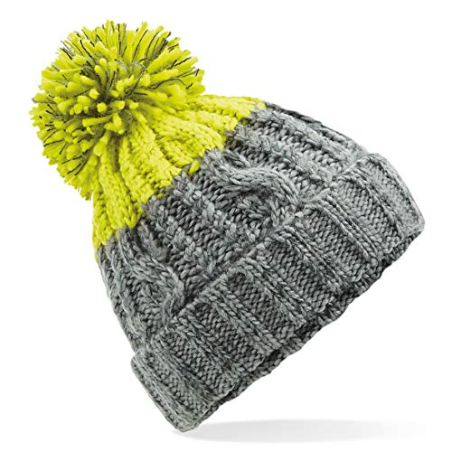 B437 Apres Beanie (Light Grey/Citron) von Beechfield