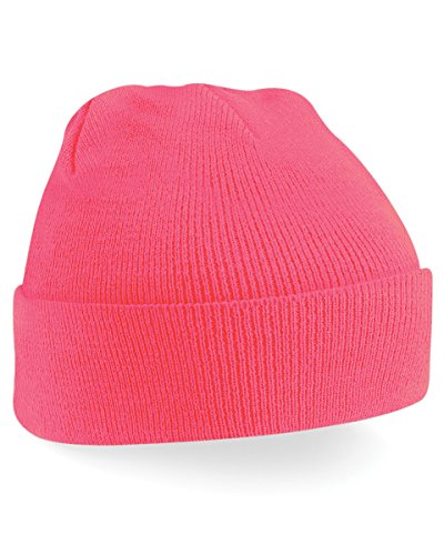 B45=Beechfield Original Beanie mit Bündchen, Farbe: fluoreszierendes Pink, Größe: O/S von Beechfield