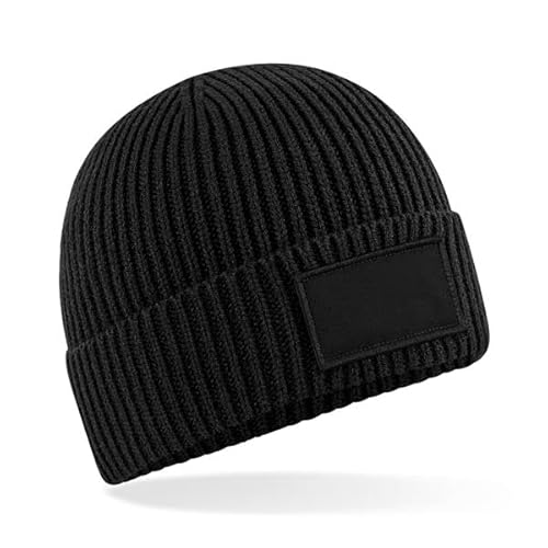 Beechfield® B442R Fashion Patch Beanie, Schwarz , One size von Beechfield