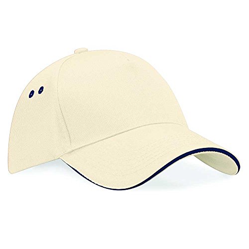 Beechfield B015 Ultimate Cap / Schirmmütze, 5 Panels, Unisex, für Erwachsene Einheitsgröße Mehrfarbig (Putty/French Navy) von Beechfield