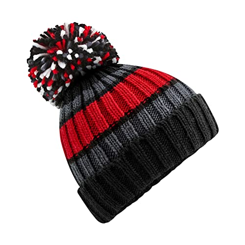 Beechfield B392 Hygge Striped Beanie - Black Cherry von Beechfield