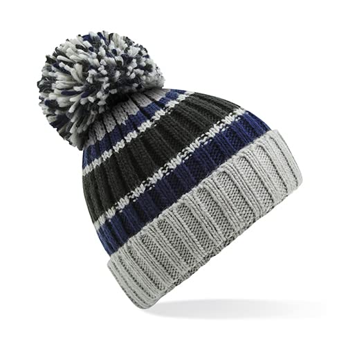 Beechfield B392 Hygge Striped Beanie - Blue Steel von Beechfield