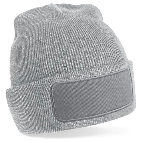 Beechfield B445 Patch Beanie, grau meliert, XS-XL von Beechfield