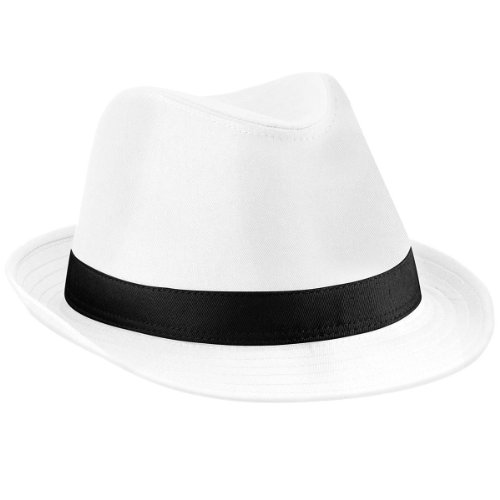 Beechfield B630 Fedora Hat weiß/schwarz Small/Medium von Beechfield