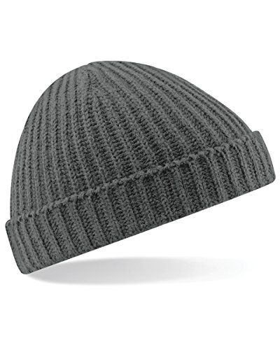 Beechfield Beanie-Mütze Unisex Retro-Fischer-Design, grau, B460 von Beechfield