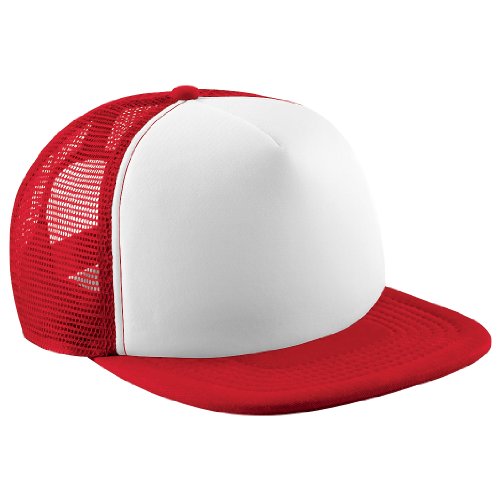 Beechfield Junior Baseball Kappe Vintage mit Netz (One Size) (Rot/Weiß) von Beechfield