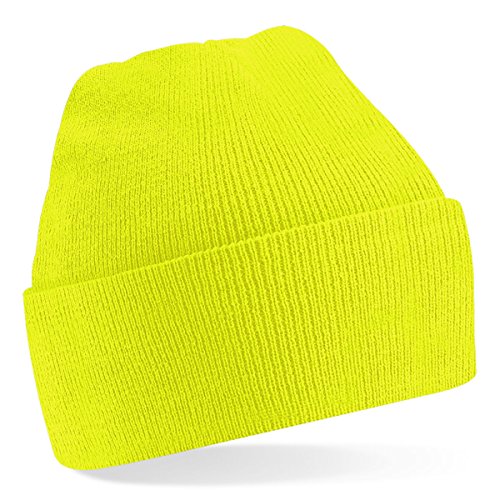 Beechfield, Acryl-Strickmütze für Erwachsene, zum Aufschlagen, Unisex Einheitsgröße fluoreszierendes gelb von Beechfield