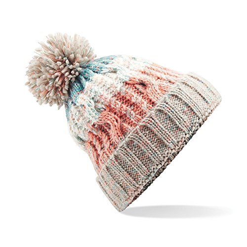 Beechfield Unisex Adults Corkscrew Knitted Pom Beanie Hat Strickmütze, Mehrfarbig (Milkshake Mix 000), Einheitsgröße von Beechfield