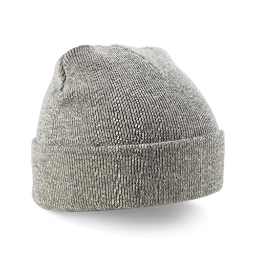 Beechfield Unisex Turn-up Beanie Baseball Cap, Grey (Heather Grey), Einheitsgröße von Beechfield