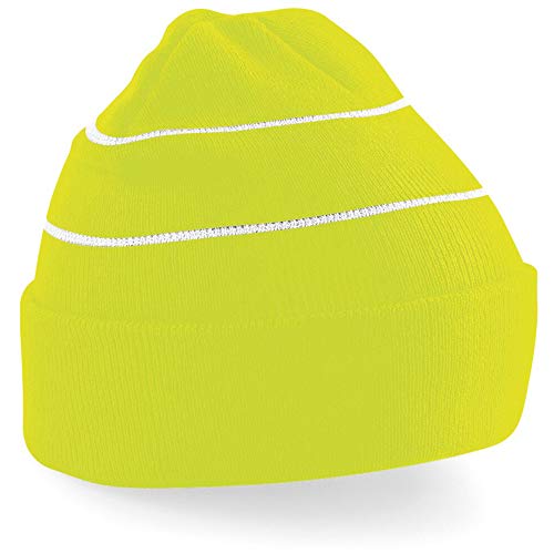 Beechfield Unisex Strickmütze für den Winter, hohe Sichtbarkeit Baseballkappe, Yellow (Fluorescent Yellow), One Size von Beechfield