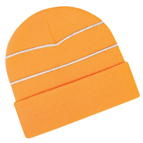 Beechfield Unisex Enhanced-viz Hi-vis Knitted Winter Hat Baseballkappe, Orange (Fluoreszierendes Orange), One Size von Beechfield