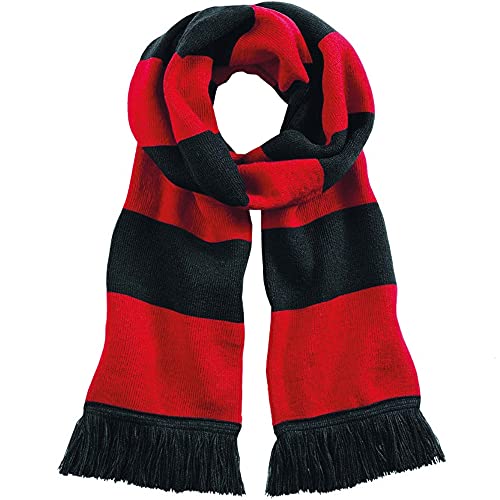 Beechfield Unisex Stadium Scarf Schal, Mehrfarbig (Black/Classic Red 00), One size von Beechfield