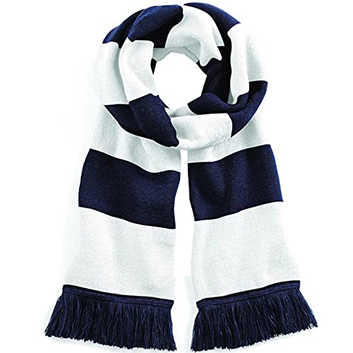 Beechfield Unisex Stadium Scarf Schal, Mehrfarbig (French Navy/White 00), One Size von Beechfield